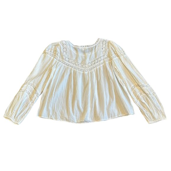 LoveShackFancy Badyn Blouse Shirt Button-Down Long Sleeve Boho White Size Large - Picture 9 of 15